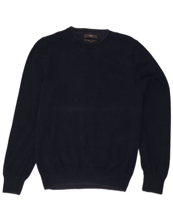 Maglione maglione girocollo da donna Marks & Spencer UK 10 piccolo blu navy