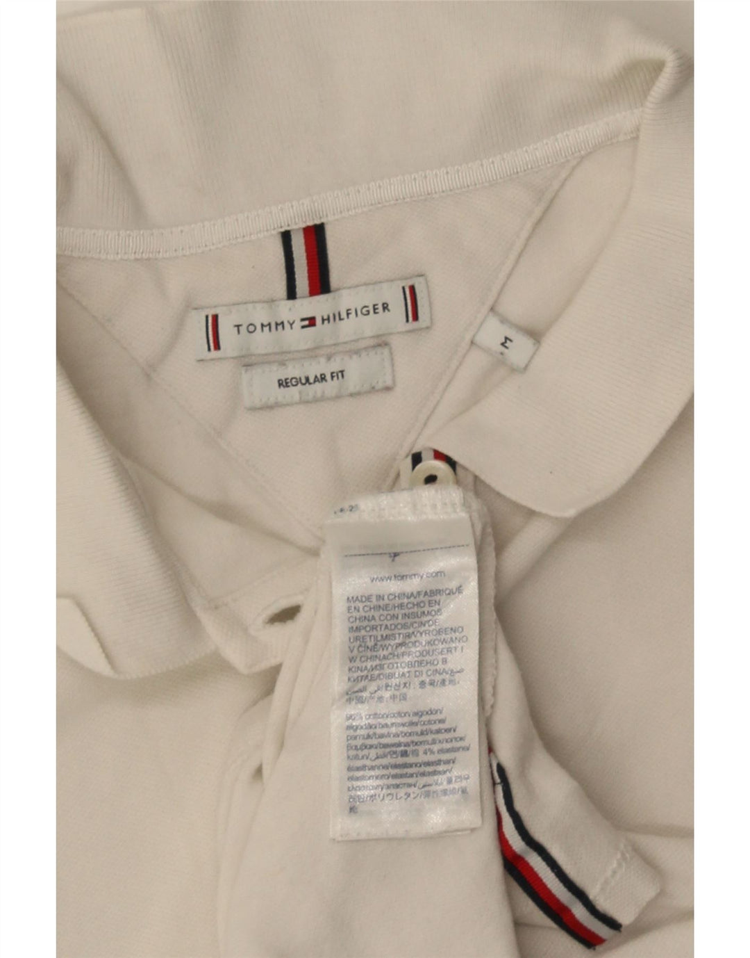 Polo da donna vestibilità regolare Tommy Hilfiger UK 14 cotone bianco medio