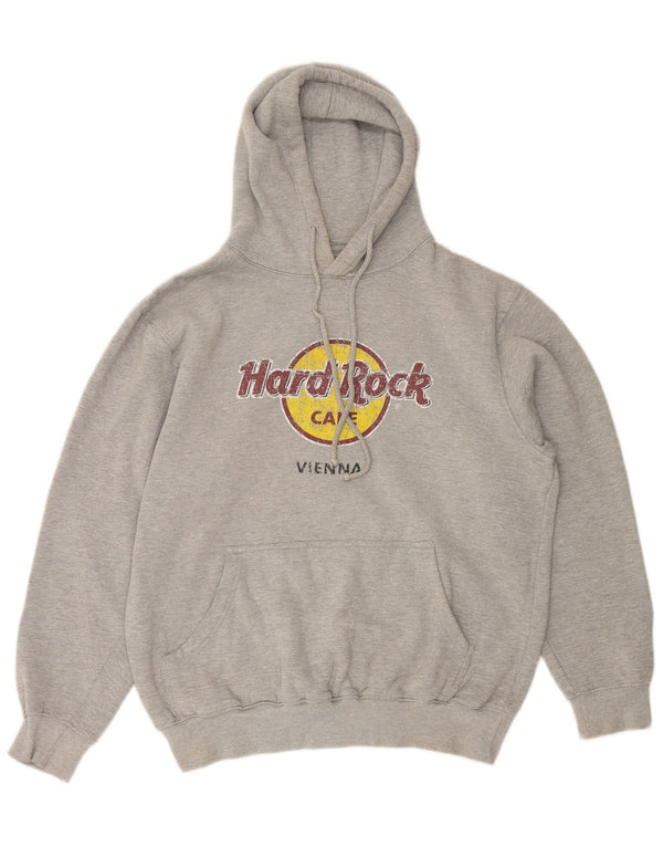 HARD ROCK CAFE Felpa con cappuccio grafica Vienna da donna UK 16 Large in cotone grigio
