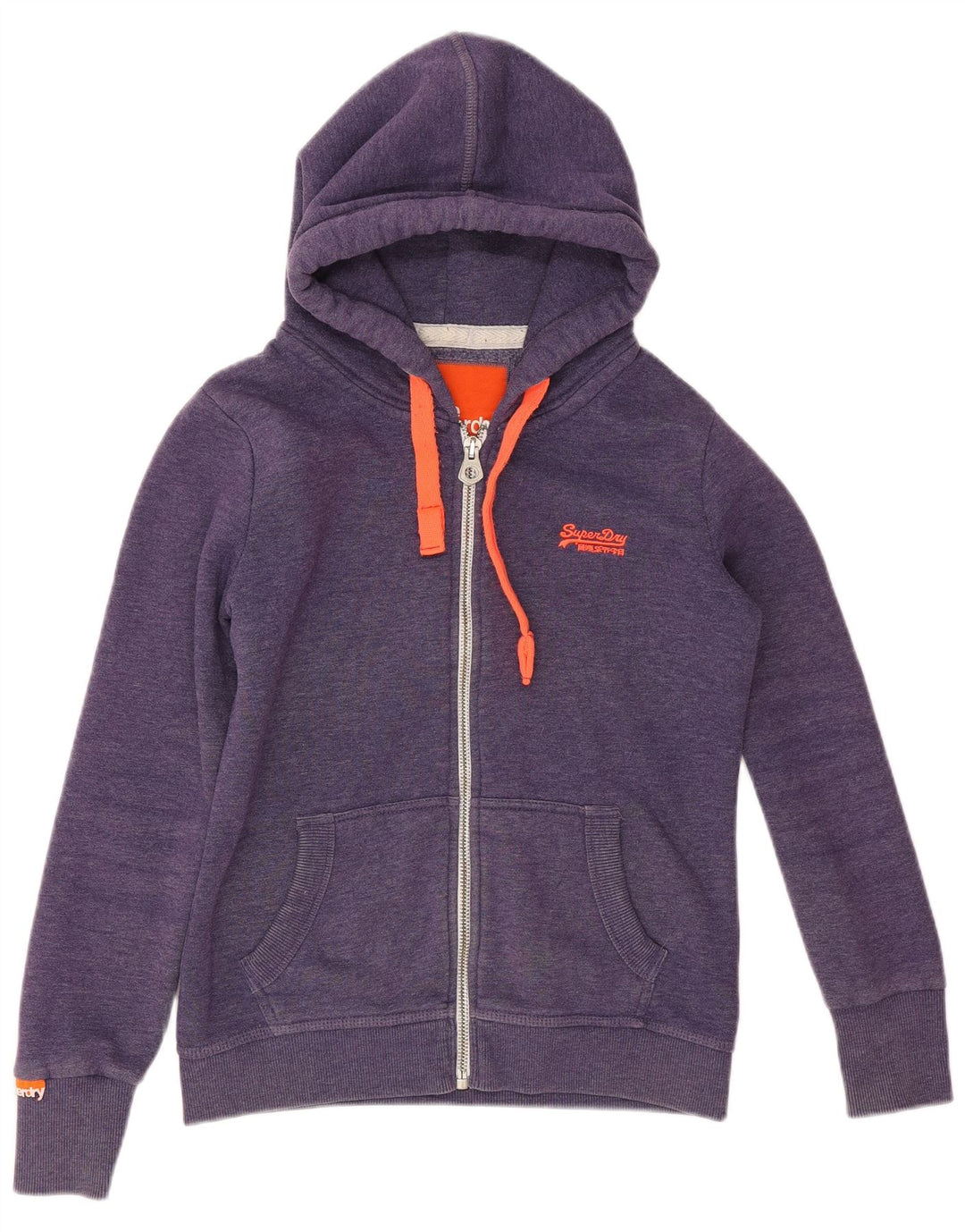 Maglione con cappuccio e zip da donna Superdry UK 14 cotone viola medio