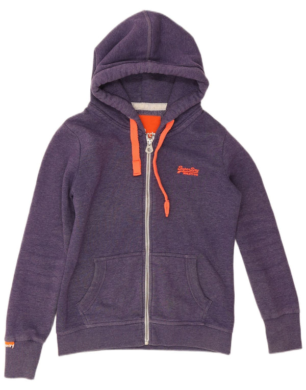 Maglione con cappuccio e zip da donna Superdry UK 14 cotone viola medio