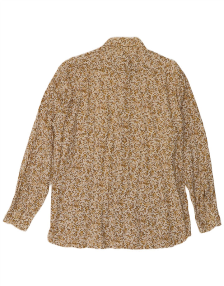 Camicia da fine settimana da uomo vintage in viscosa floreale beige grande