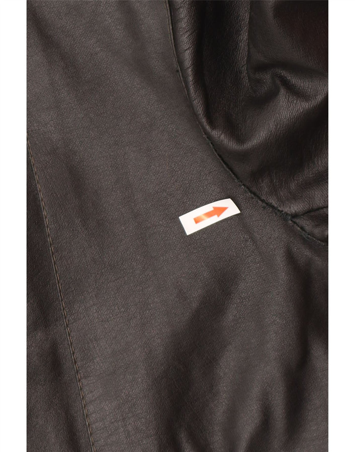 Giacca da motociclista in pelle da uomo vintage UK 38 media nera