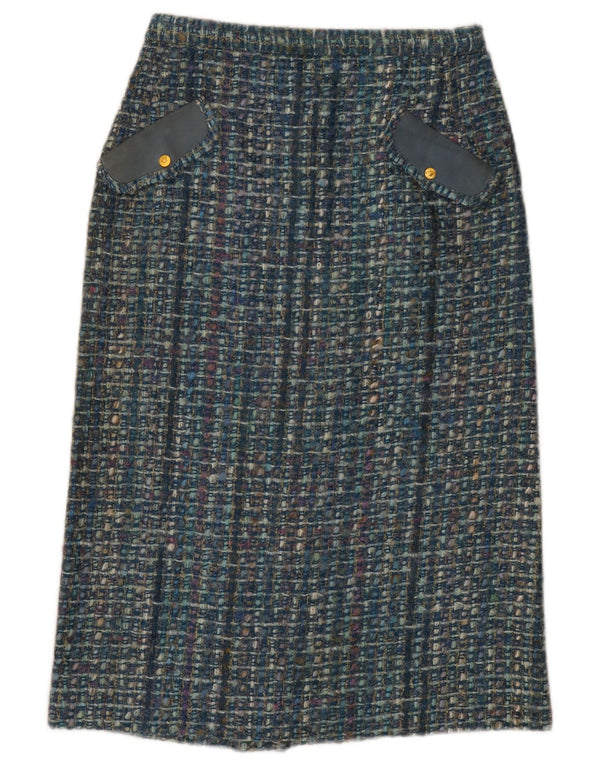 Vintage Womens Straight Skirt W28 Medium Blue Check