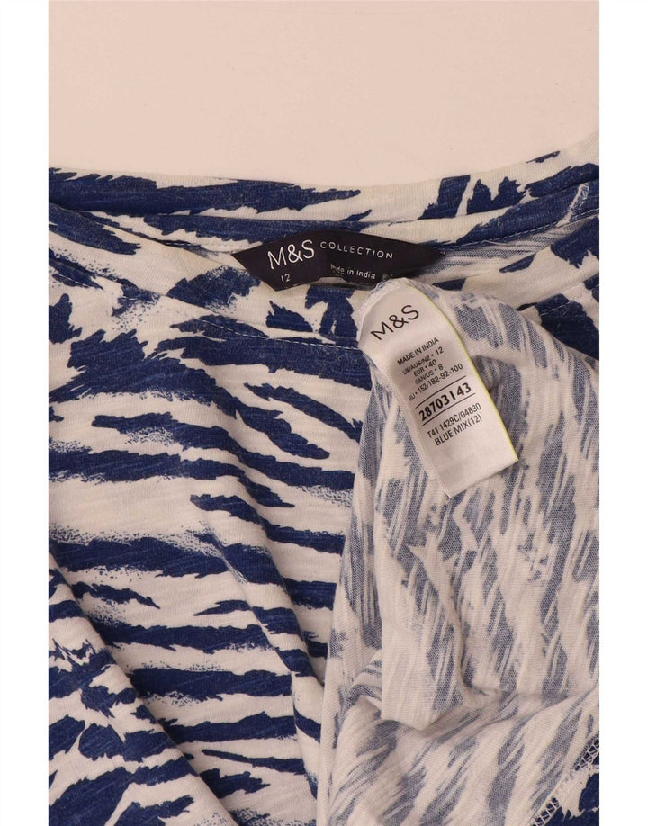Marks & Spencer Top da donna a maniche lunghe UK 12 medio blu navy stampa animalier