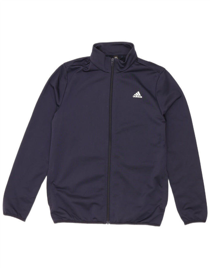 Giacca da ginnastica grafica da ragazzo Adidas 13-14 anni in poliestere blu navy