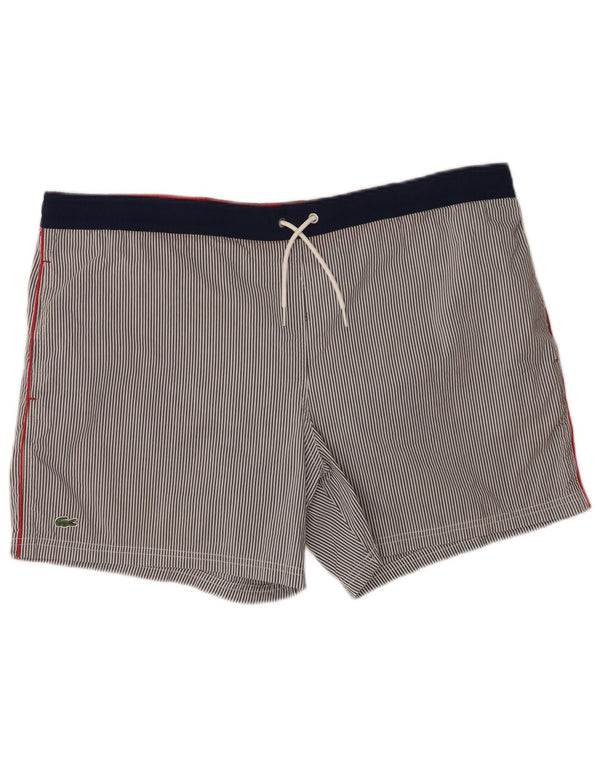 Pantaloncini da bagno da uomo Lacoste XL blu navy gessato in cotone