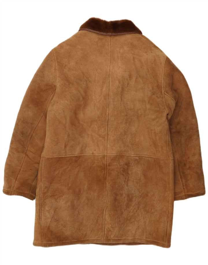 Giacca in shearling doppiopetto da uomo VINTAGE UK 36 Piccolo shearling marrone