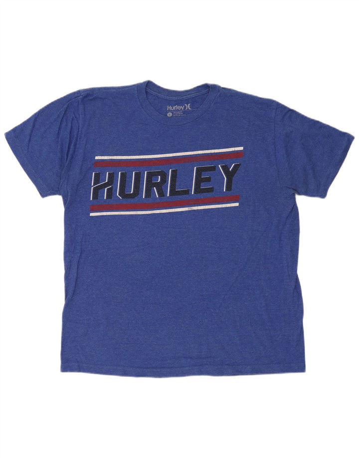 Hurley T-shirt grafica da uomo con vestibilità premium, top grande in poliestere blu