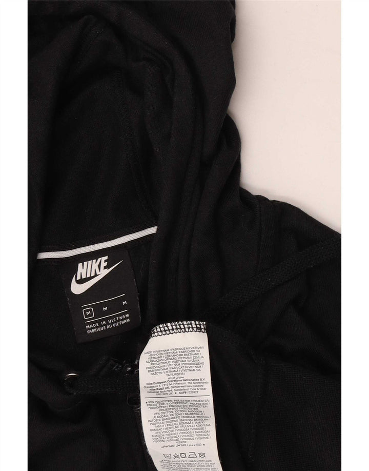 Felpa con cappuccio e zip oversize corta da donna Nike UK 14 poliestere nero medio