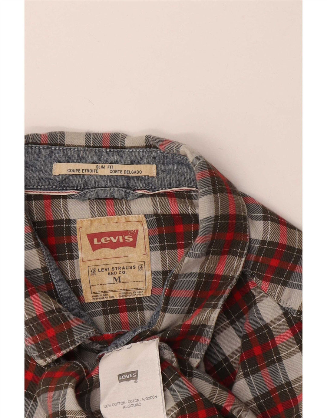 Camicia Levi's da uomo slim fit in flanella, cotone a quadri rosso medio