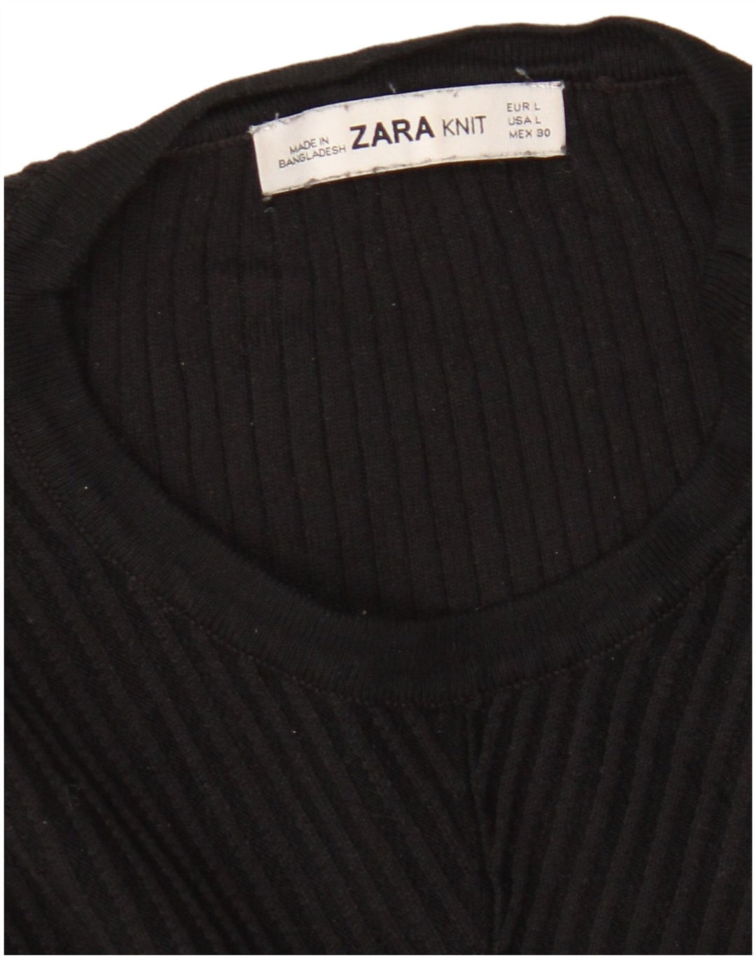 Maglione corto girocollo da donna Zara UK 16 grande nero