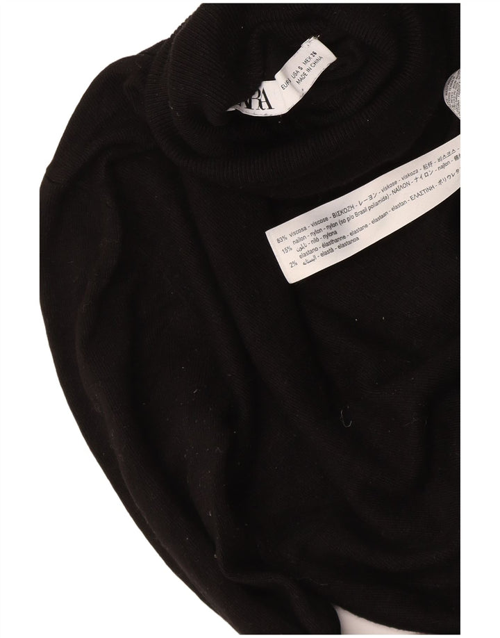Maglione maglione a collo alto da donna Zara UK 10 piccolo in viscosa nera