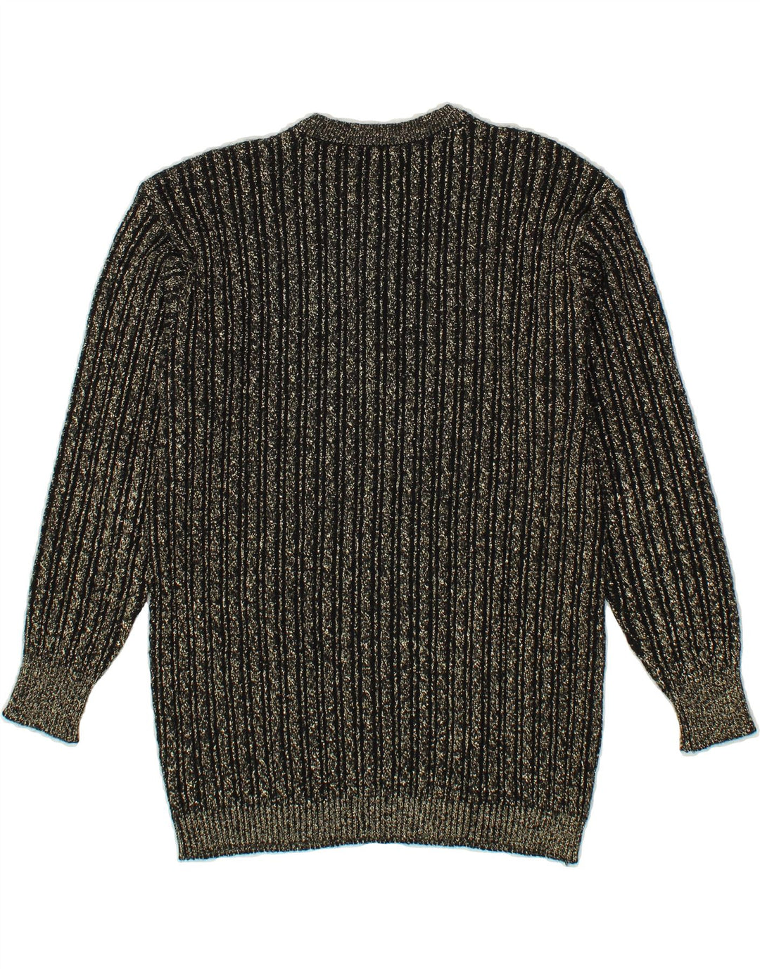 VINTAGE Womens Crew Neck Jumper Sweater UK 12 Medium Black Striped Vintage Vintage and Second-Hand Vintage from Messina Hembry 