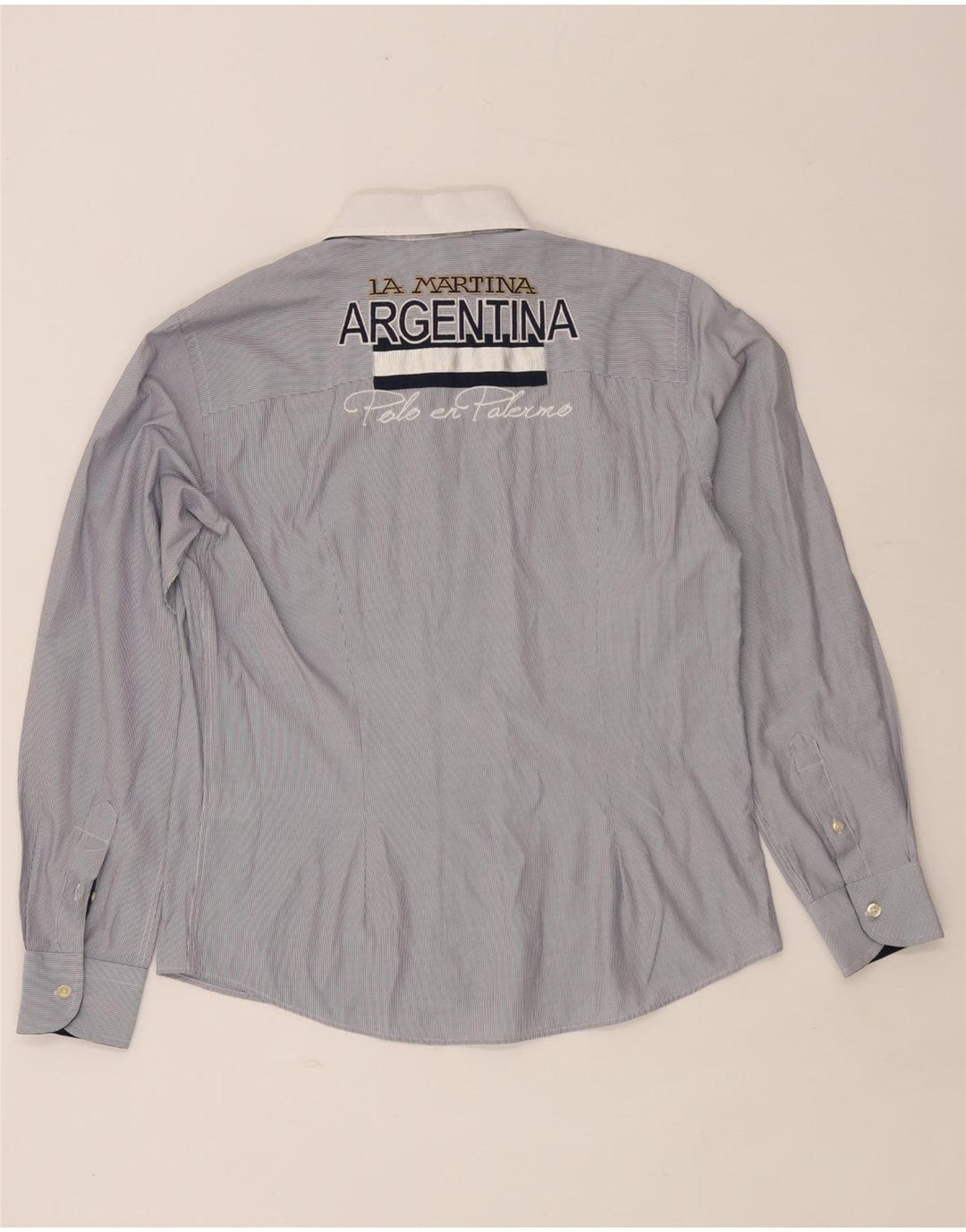 Camicia grafica da uomo La Martina in cotone gessato blu medio