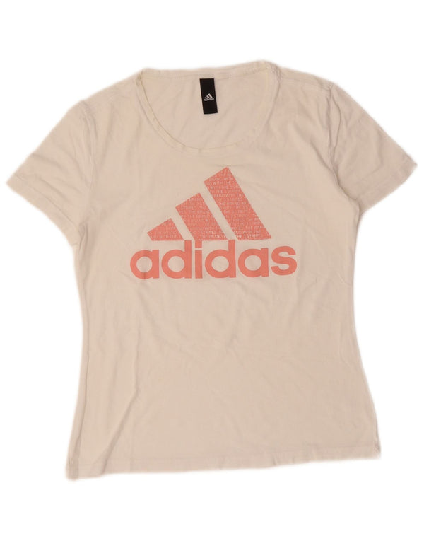 T-shirt grafica da donna ADIDAS Top UK 12 cotone bianco medio