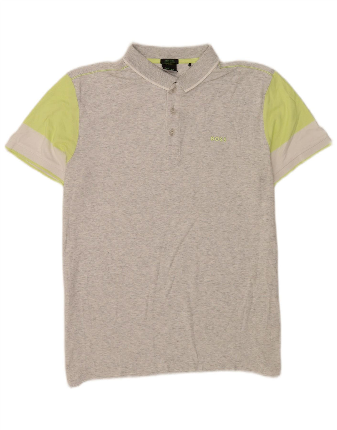 Polo Hugo Boss da uomo dalla vestibilità regolare, grande, in cotone color block grigio