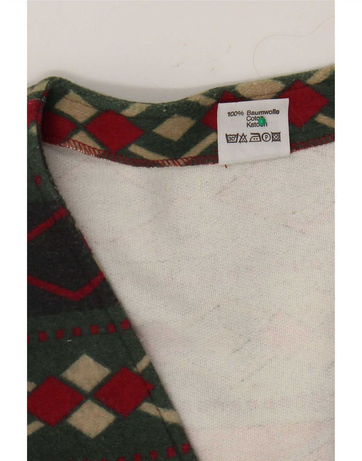 Gilet vintage da uomo grande in cotone geometrico multicolore