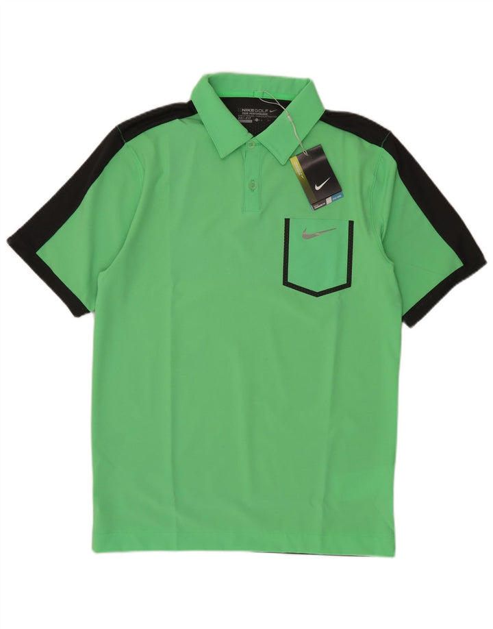 Polo Nike da uomo Dri Fit piccola in poliestere color block verde