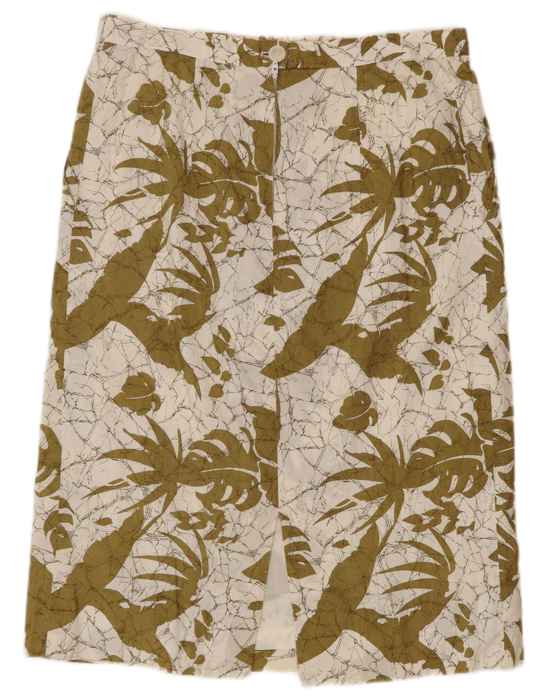 Gonna dritta da donna vintage W30 verde medio floreale