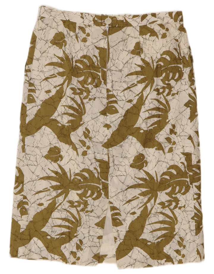 Gonna dritta da donna vintage W30 verde medio floreale