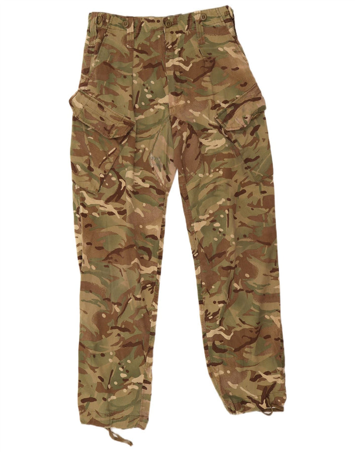 Pantaloni cargo dritti da uomo vintage W30 L32 poliestere mimetico kaki