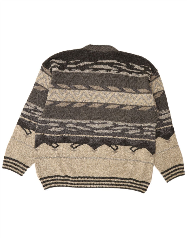 COMPASS CARD Maglione da uomo con scollo a V IT 52 Grande grigio geometrico