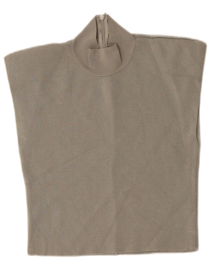 Top corto senza maniche da donna Zara in camicetta UK 14 grande in viscosa grigia