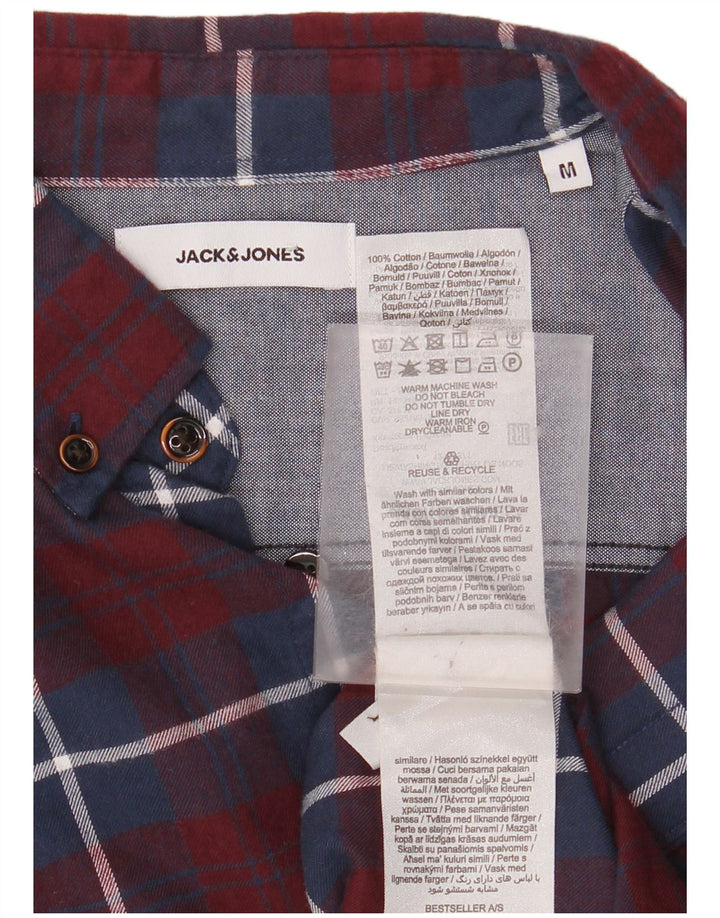 JACK & JONES Camicia da uomo in flanella di cotone a quadri bordeaux medio
