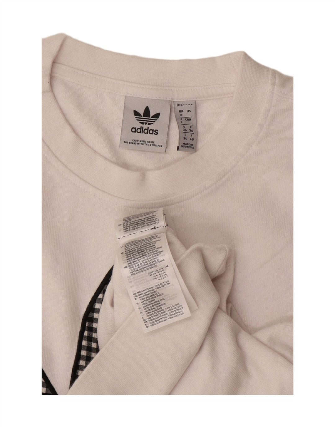 Felpa con grafica corta oversize da donna ADIDAS, maglione UK 8 piccolo bianco