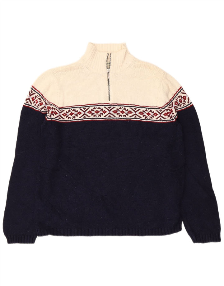 EDDIE BAUER Maglione da donna con collo con zip UK 14 Medio Blu navy