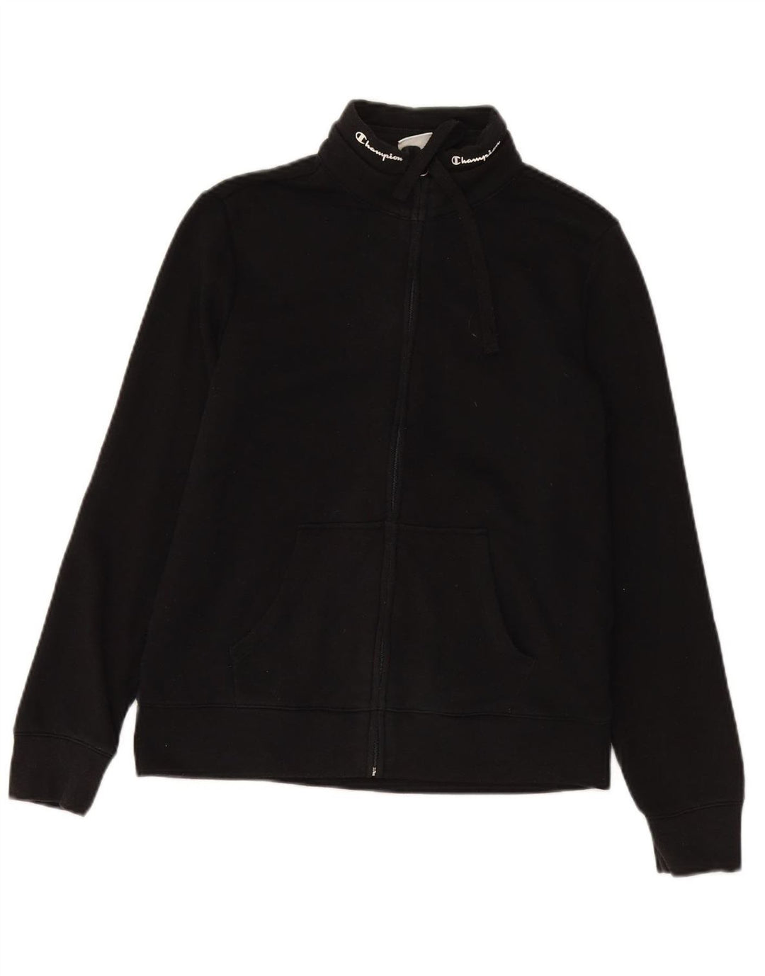 CHAMPION Womens Graphic Tracksuit Top Jacket UK 12 Medium Black Cotton
