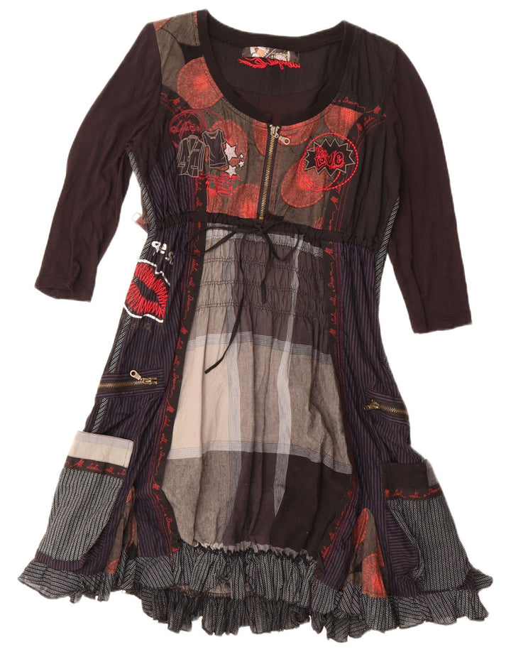 Desigual Abito da donna a linea A con grafica EU 40 Patchwork marrone medio