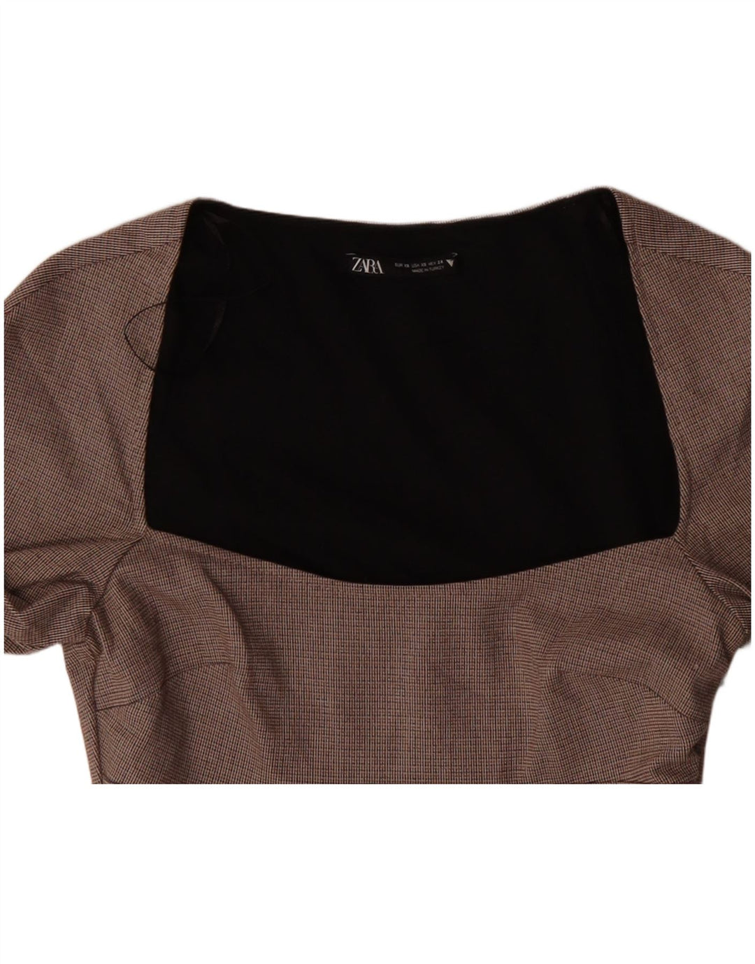 ZARA Abito Tubino a Maniche Lunghe da Donna UK 6 XS Poliestere Rosso a Quadri
