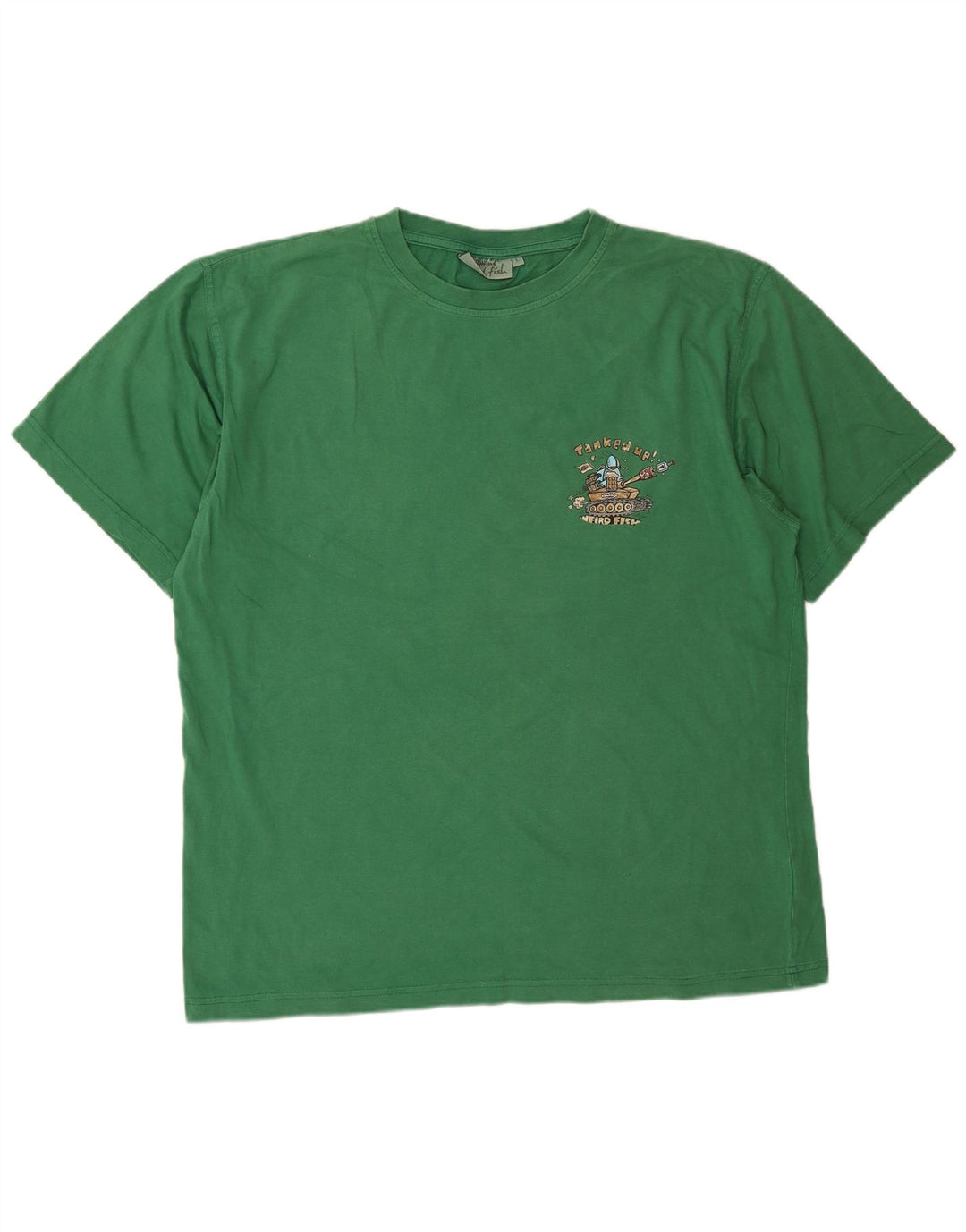 T-shirt grafica da uomo Weird Fish Top grande in cotone verde