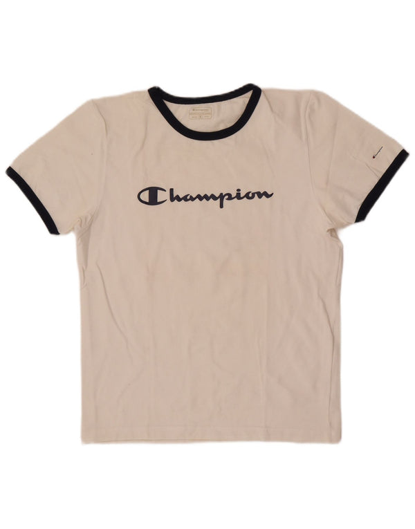 T-shirt grafica da donna Champion Top UK 12 Cotone color block bianco medio