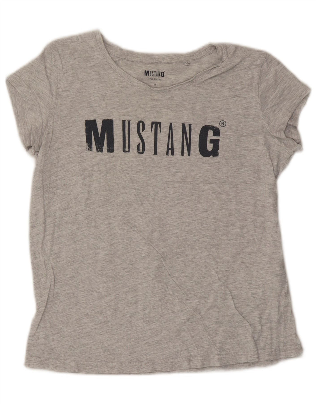 Mustang T-shirt grafica da donna Top UK 14 Cotone screziato grigio medio