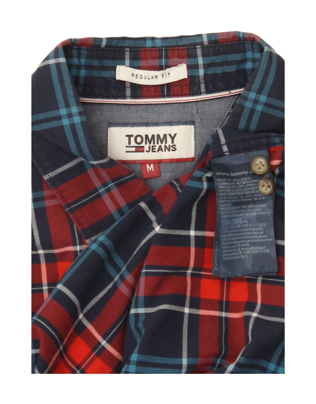 TOMMY HILFIGER Mens Regular Fit Flannel Shirt Medium Red Check Cotton Vintage Tommy Hilfiger and Second-Hand Tommy Hilfiger from Messina Hembry 