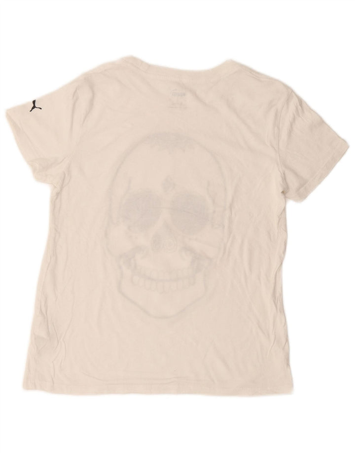 T-shirt grafica da uomo PUMA Top Small in cotone bianco sporco