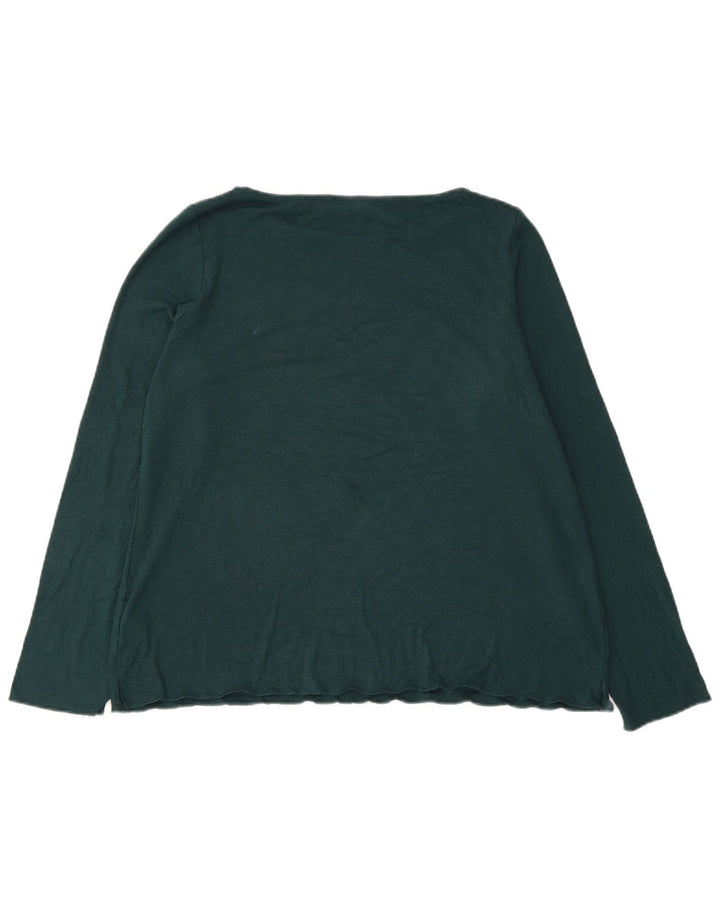Top manica lunga da donna Marks & Spencer UK 18 XL verde acrilico