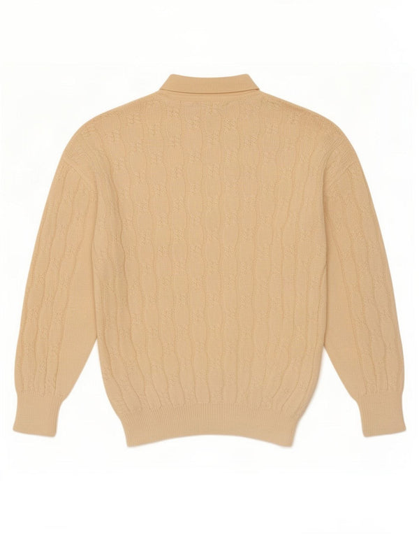 Maglificio Uomo Maglione Collo Polo XL Lana Bianco Sporco