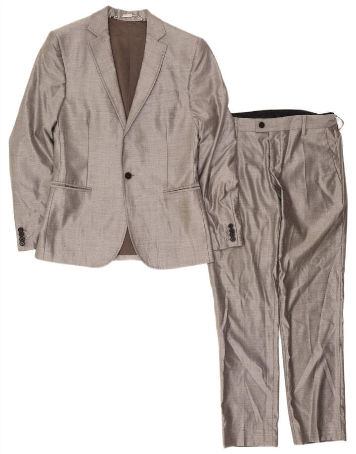 Bikkembergs Abito da Uomo 1 Bottone 2 Pezzi IT 46 Small W34 L36 Lana Grigia