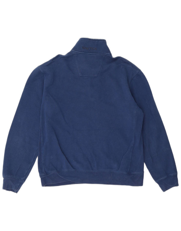 Felpa da uomo con collo con zip Nautica, maglione medio, in cotone blu navy