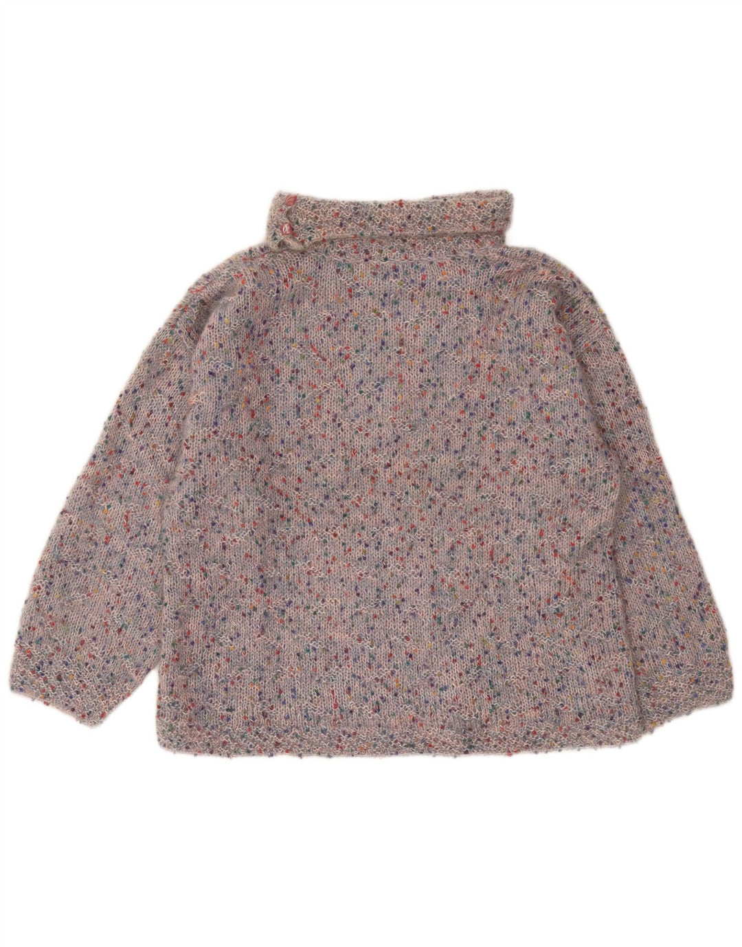 Maglione maglione vintage da donna con collo alto UK 16 grande chiazzato multicolore
