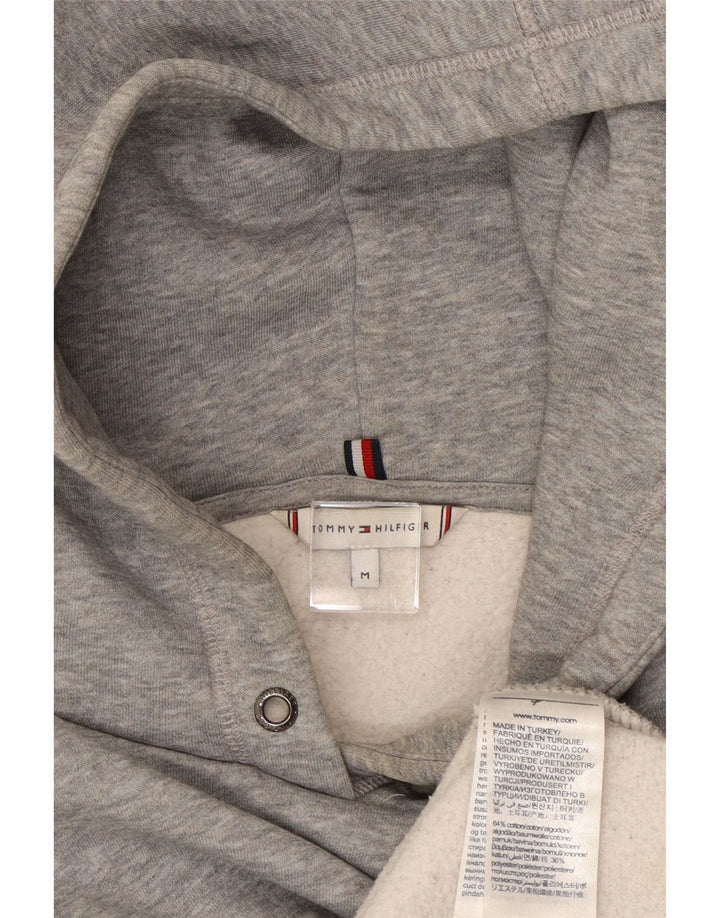 TOMMY HILFIGER Maglione con cappuccio grafico oversize da donna UK 14 Grigio medio