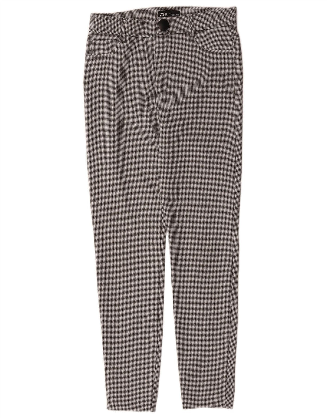 Pantaloni casual slim da donna Zara medi W28 L27 pied de poule neri