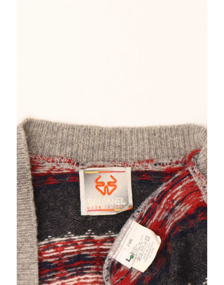 Maglione cardigan da uomo Stefanel grande lana Fair Isle grigia