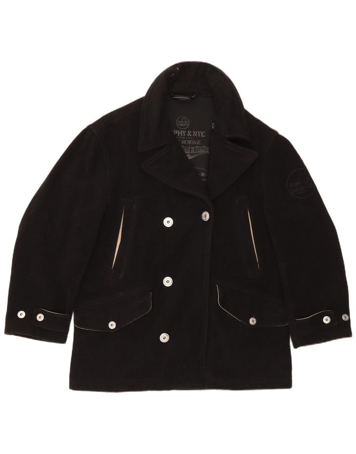 Cappotto da marinaio oversize da donna Murphy & Nye UK 14 lana nera media