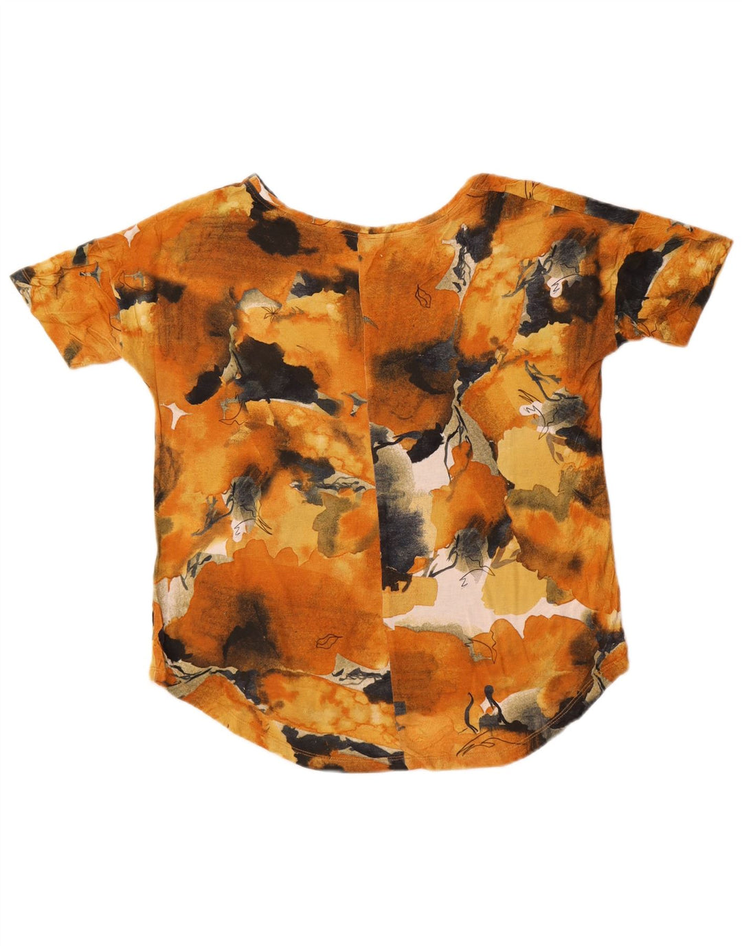 T-shirt Zara da donna con motivo astratto, taglia UK 14, viscosa floreale arancione medio