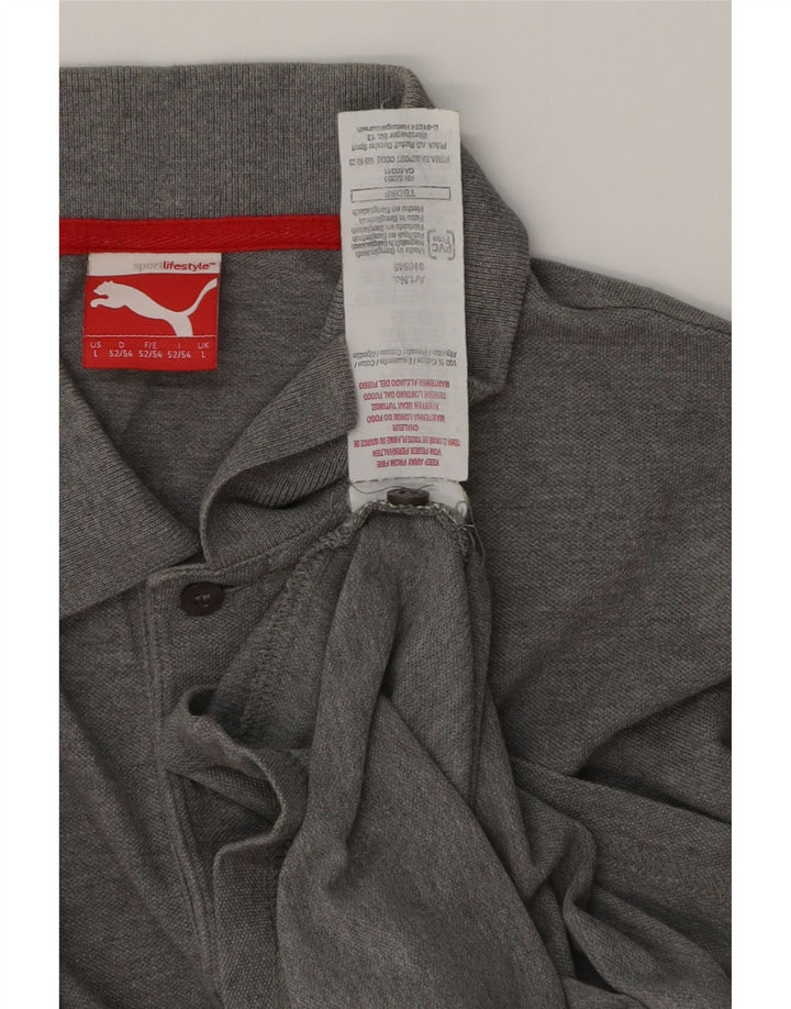 Polo Puma da uomo grande in cotone grigio